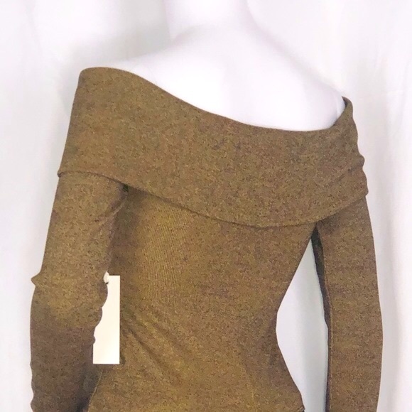 Capulet Wells Bronze Cross-Over Off Shoulder Long Sleeves Thong Bodysuit Sz Sm - Picture 10 of 16